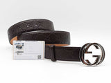 Gucci Guccissima 40mm Dark Brown Leather Belt & Gg Buckle Size 40 Fw0326llrdu