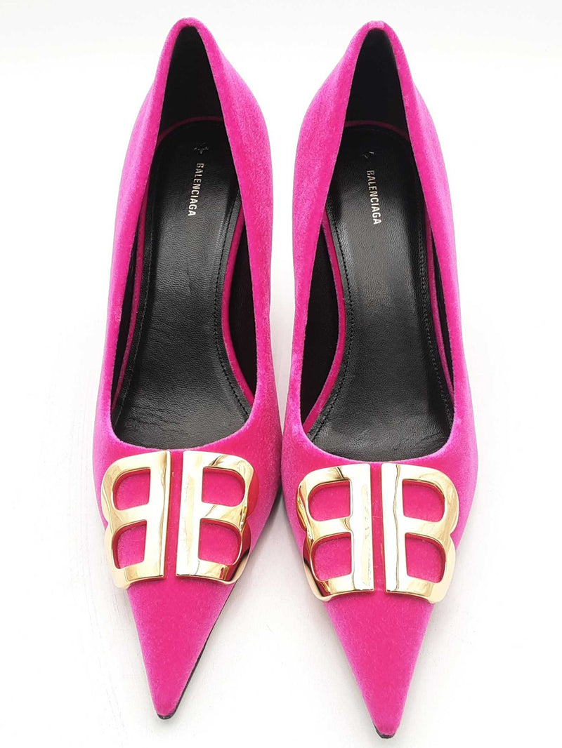 Balenciaga Fuchsia Velvet De Soie Heels Size 39 Eb1024lxzsa