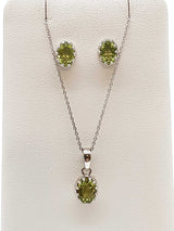 Peridot 0.925 Sterling Silver 4.5g Necklace Stud Earrings Ensemble Do0925lide
