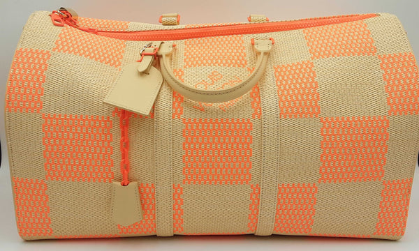 Louis Vuitton Keepall 50cm Raffia Woven Orange Damier Mswsxzsa 144010020676