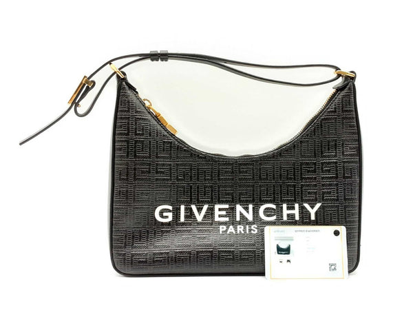 Givenchy Moon Cutout 4g Embossed Black Leather Shoulder Bag Fw0824rordu