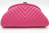 Chanel Quilted Cheveron Pink Lambskin Clutch Eb1225wxxzde