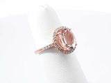 Morganite & Diamond Halo Ring In 10k Rose Gold 2.8 Grams Size 4.5 Fw0326lcrdu