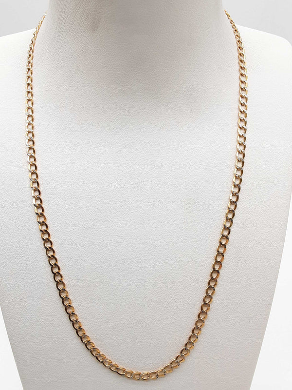 14k Two-tone Yellow White Diamond Cut Cable Link Chain 18 In Do0125lrxde