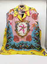 Versace Multicolored Silk Tresor De La Mer Shells Sleeveless Shirt 42 Do426wrxde