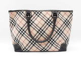 Burberry Blue Label Tote Bag In Nova Check Canvas & Brown Leather Fw0326orzdu
