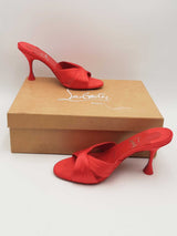 Christian Louboutin Nicol Is Back Red Satin Mules Size 38.5 Eb0226lxzsa