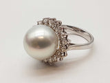 White Pearl Diamonds 18k White Gold 9.5g Ring Size 6.5 Do0525prxde