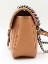 Gucci Marmont Small Shoulder Bag In Beige Matelassè Aria Calfskin  Fw0326exzdu
