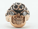 Flaming Skull Diamonds Black Stones 14k Rg 35.1g Ring Size 14.5 Do0726ocxzde