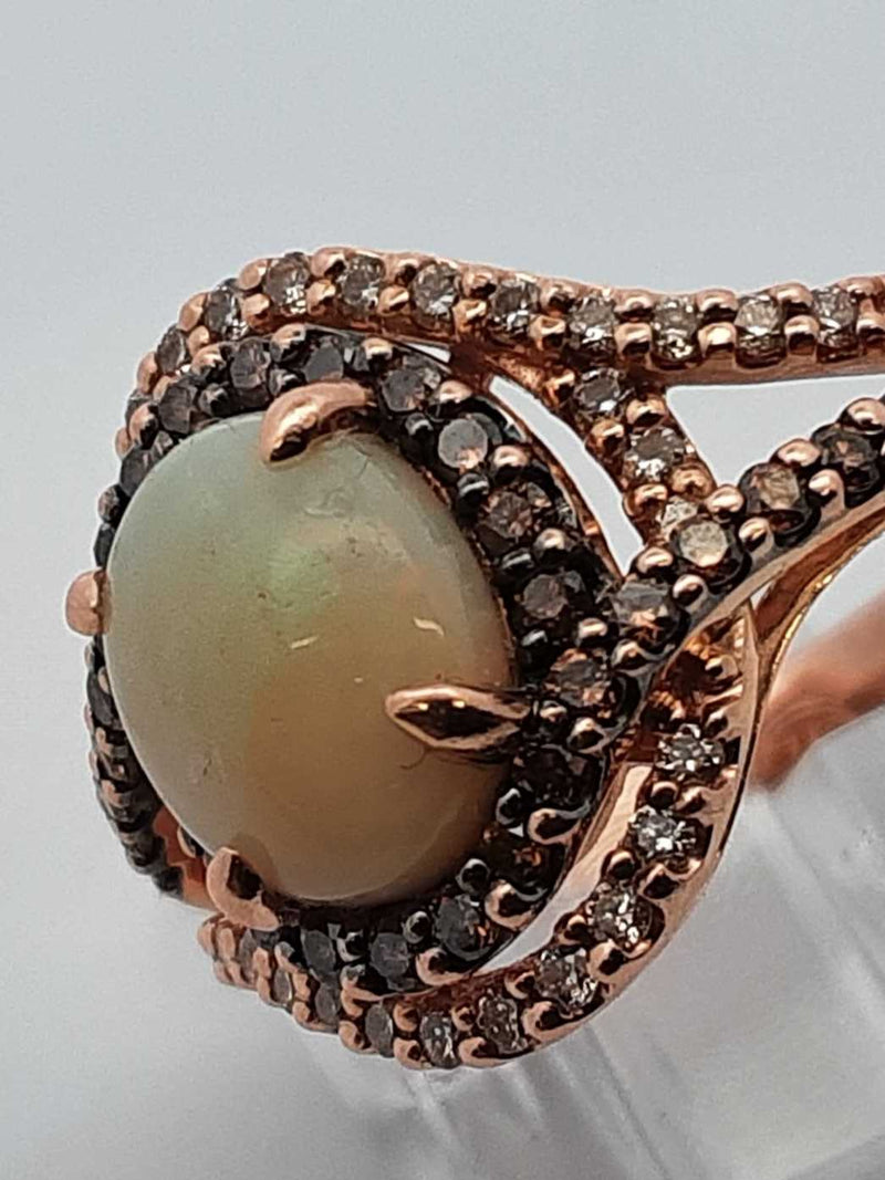 Le Vian Opal & Diamond 14k Strawberry Gold Ring 5.1 Grams Size 7 Fw0225wxzdu