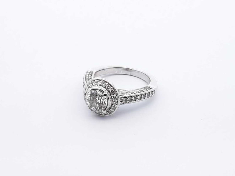 1.0 Ctw Diamond & 14k White Gold Engagement Ring 6.5 Grams Size 5.5 Fw0525lwxzdu