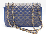 Chanel Matelasse Shoulder Bag Blue Metallic Lambskin Aa0526orzxsa