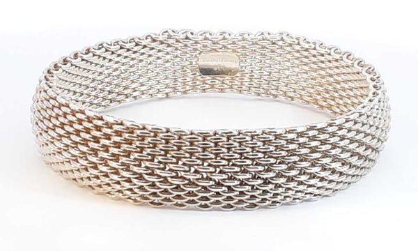 Tiffany & Co. Somerset Mesh Sterling Silver Bangle Bracelet Eboxzdu 144030000384