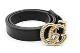Gucci Black Leather Belt With Torchon Double G Buckle Size 85/34 Eb0726lxzde