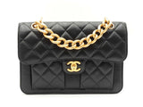 Chanel Large Double You Flap Bag In Diamond-quilted Black Leather Fw0626lixzdu