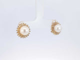 0.40 Cttw Diamond, Pearl, & 14k Yellow Gold Halo Earrings 5.7 Grams Fw0925owzdu