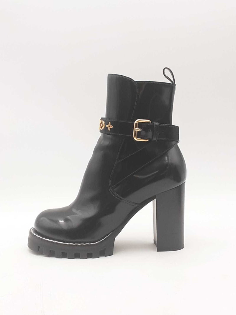 Louis Vuitton Black Patent Leather Star Trail Boots Size 37 Eb0325orxsa