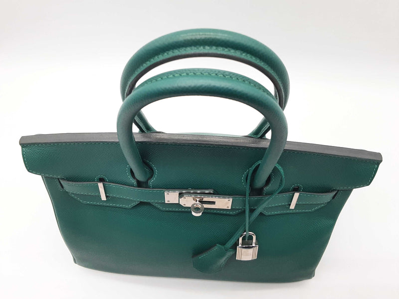 Hermes Birkin 30 Malachite Green Epsom Palladium Hardware Handbag Do1223crxzde