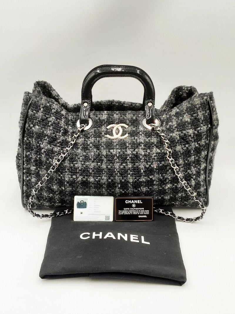 Chanel Quilted Tweed & Patent Leather Shopping Tote Bag Fw1224loxzdu