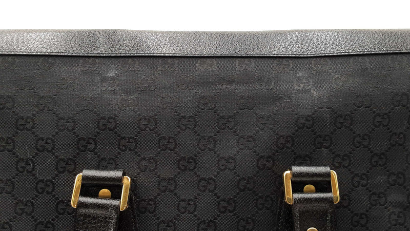 Gucci Travel Tote Bag In Black Gg Monogram Canvas Fabric & Leather Fw0925rzxdu