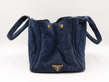 Prada Canapa Tote Bag In Blue Denim Fw0126wxzdu