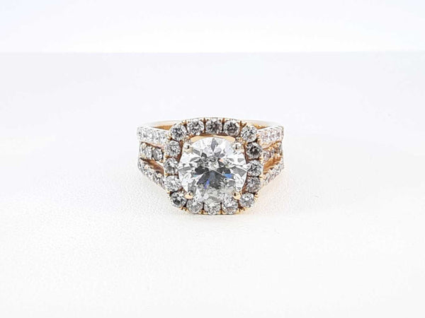 3.59 Cttw Diamond & 14k Yellow Gold Halo Ring 7.8 Grams Size 5.75 Fworxzdu