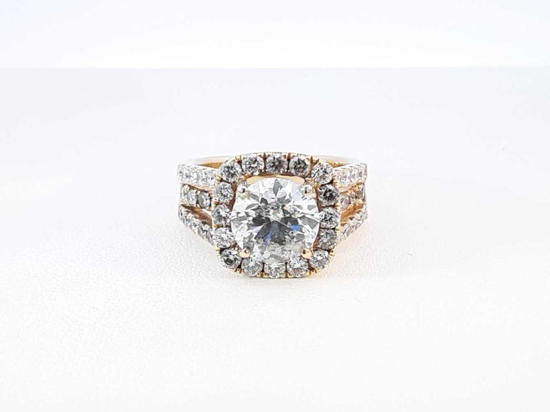 3.59 Cttw Diamond & 14k Yellow Gold Halo Ring 7.8 Grams Size 5.75 Fworxzdu