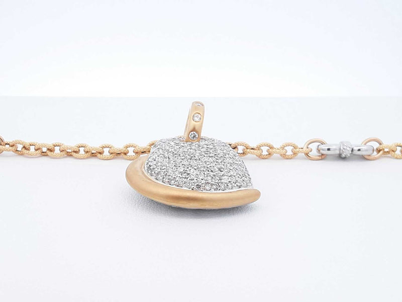 0.99 Cttw Diamond & Two-tone Gold Heart Pendant Necklace 22.6 Grams 20 Inch Fw0525rxzdu