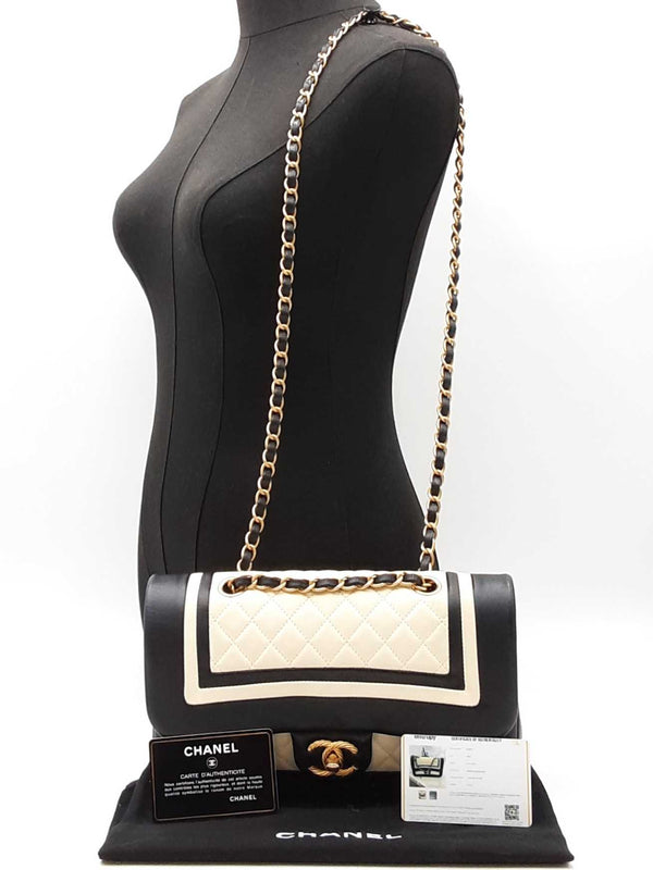 Chanel Medium Flap Bag In Bicolor Lambskin Fw0625lzxzdu