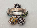 0.925 Sterling Silver 14.5g Multicolored Glass Flower Ring Size 9 Do1224lxzde