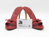 Gucci Gg Supreme Peep-toe Mules In Red Canvas & Leather Size 6.5 Fw1026rzdu