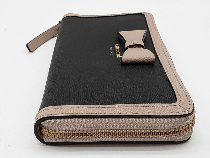 Kate Spade Hazel Court Bow Lacey Black Gray Continental Wallet Do0825pxde