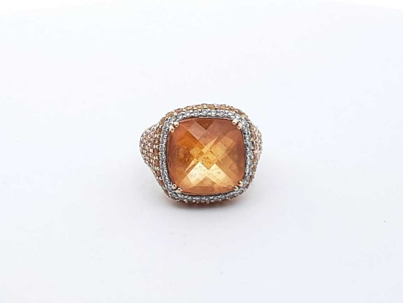 18k Yellow Gold Citrine Yellow Sapphire Diamond Ring Size 6.75 Lh1223lezxde