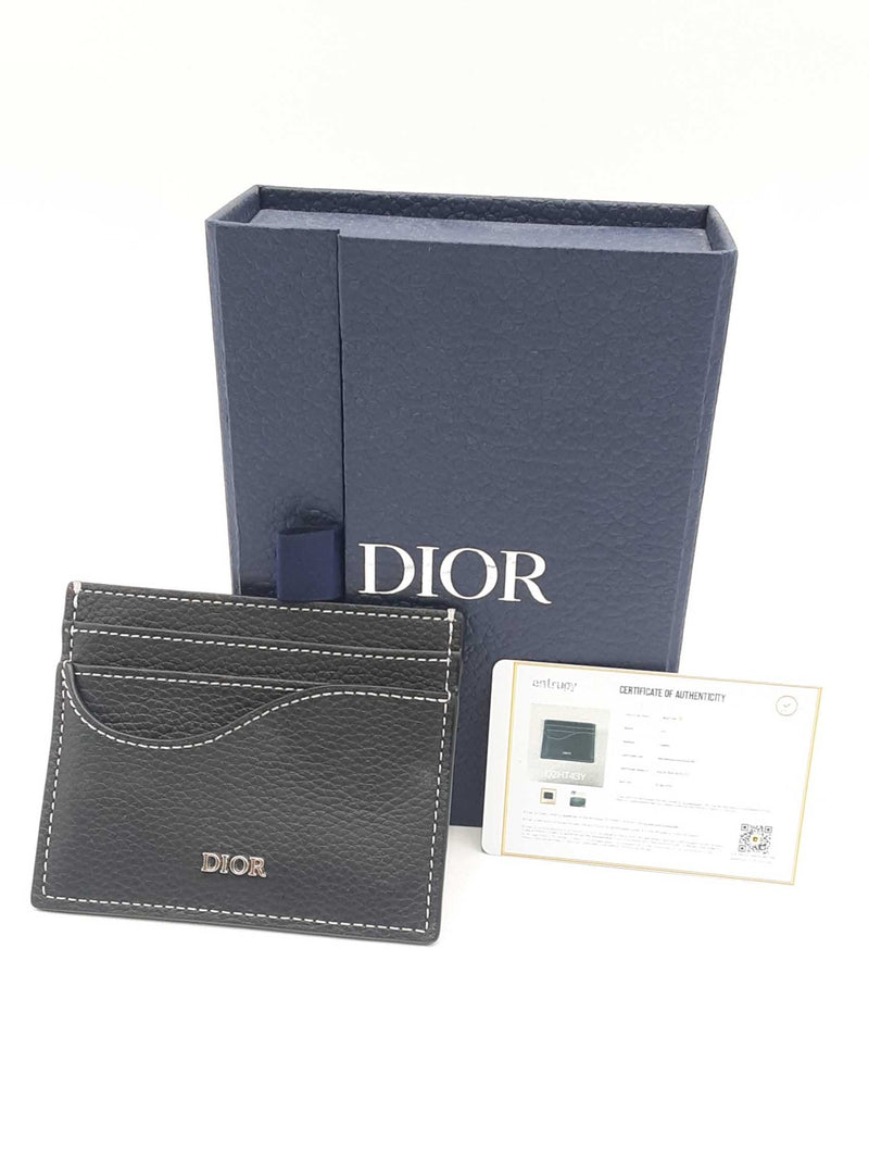 Dior Black Grained Calfskin Saddle Card Holder Sd0925lozsa
