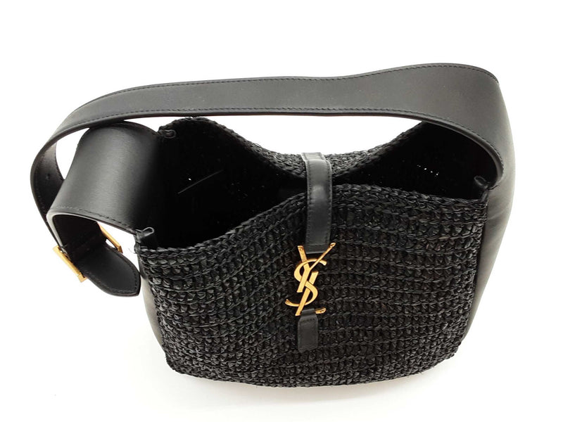 Yves Saint Laurent Le 5 A 7 Black Raffia Hobo Bag Sd1125ezxde