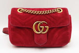 Gucci Hibiscus Red Velvet Marmont Matelasse Crossbody Eb0726oxzdu