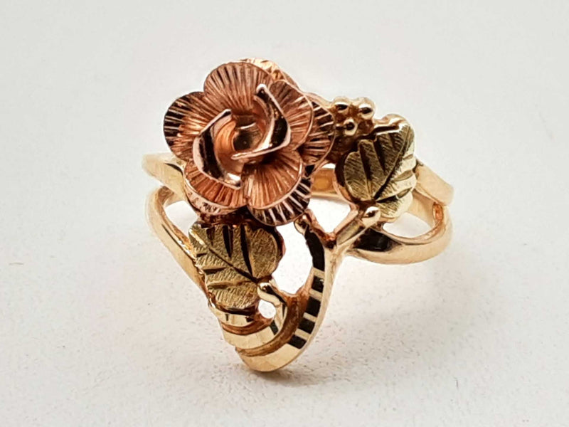 10k Two-tone Yellow Rose Gold 3.4g Rose Ring Size 6.25 Do1024exde