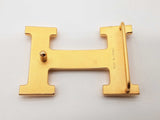Hermes 32mm H Striped Goldtone Belt Buckle Do0126pxzde