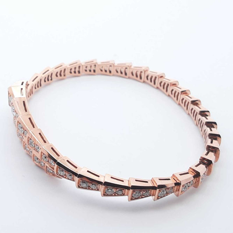 Bvlgari Rose Gold Pave Diamond Boheme Bangle 6.5 In 2.5cttw 27.1g Lh0724llxzxde