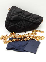 Christian Dior X Erl Black Satin Quilted Cannage Saddle Bag Eb0926opxzde