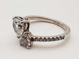 Pandora Double Heart Czs 0.925 Silver Sparkling Ring Size 6.5 Do0525wxde