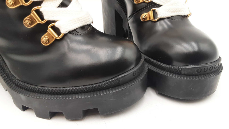 Gucci Magnum Fur & Faux Pearl Boots In Black Leather Size Eu 35 Fw0825exdu