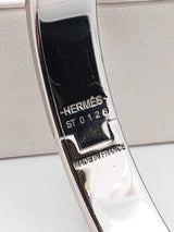 Hermès Clic H Silver-tone & Rose Azalee Enamel Bangle Bracelet 7 Inch Fw0626lxzdu