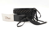 Christian Dior Admit It Corset Belt In Braid-laced Black Leather Fw1225lrzdu
