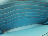 Hermes Azap Bleu Paradis Blue Swift Leather Zippy Wallet Clutch Do0326crxde