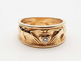 0.05 Carat Diamond 14k Yellow Gold 4.9g Claddagh Ring Size 6.75 Do0326wlrde