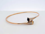 21k Yellow Gold, Onyx & Cubic Zirconia Bangle Bracelet 6.6g 6 Inch Fw0326pszdu