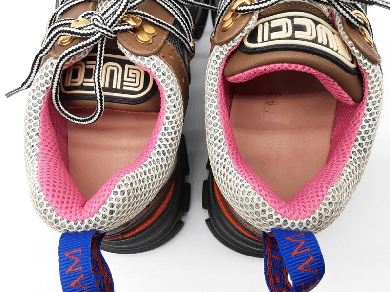 Gucci Flastrek Journey Gray Orange Shoes Size Gucci 38 W Do0625lxzde