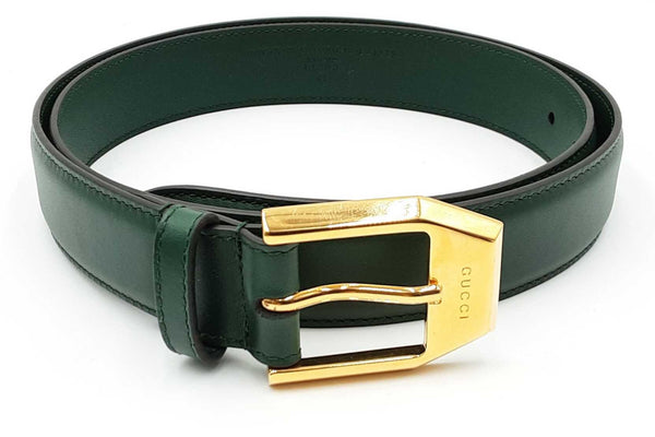 Gucci Green Leather With Gold Tone Buckle Eb0724exdu